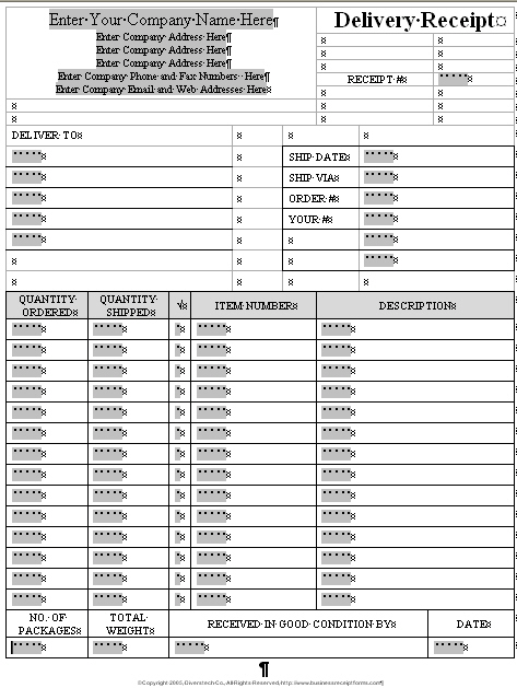 Business Receipt Template